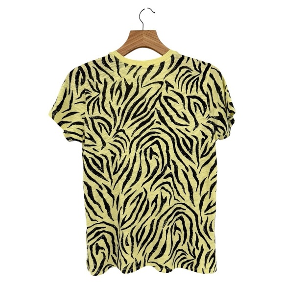 ATM Zebra Print Slub Jersey Schoolboy Crew Tee in Yellow Black Size M - Picture 3 of 11